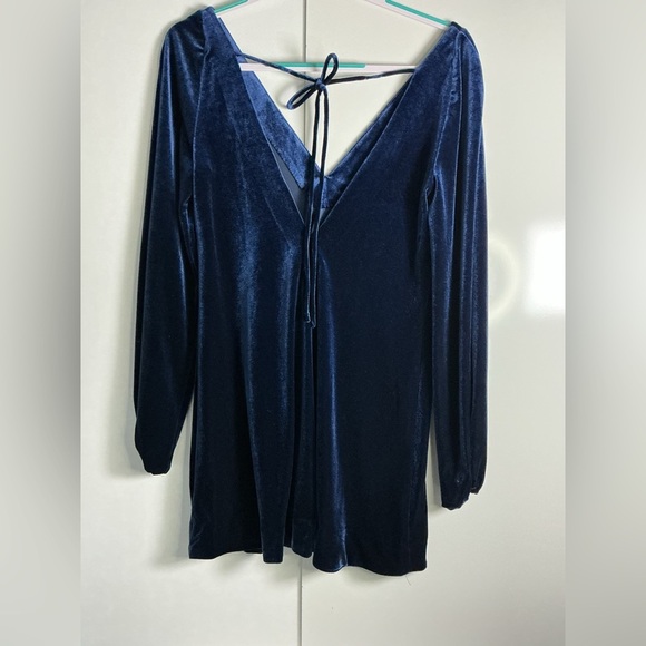 Free People Velvet Backless Dress in Deep Blue 0133 - Picture 4 of 4